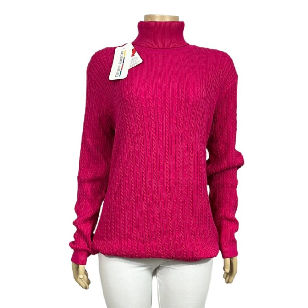 NWT Cotton Country Womens  Sweater Turtleneck X-Large Rio Pink